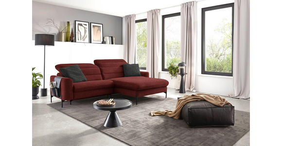 ECKSOFA in Flachgewebe Rot 252/191 cm - Rot/Schwarz, Design, Textil/Metall (252/191cm) - Dieter Knoll