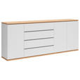 SIDEBOARD  230/81/42 cm 4 Schublade(n)  - Weiß/Eiche Artisan, MODERN, Holzwerkstoff (230/81/42cm) - Xora