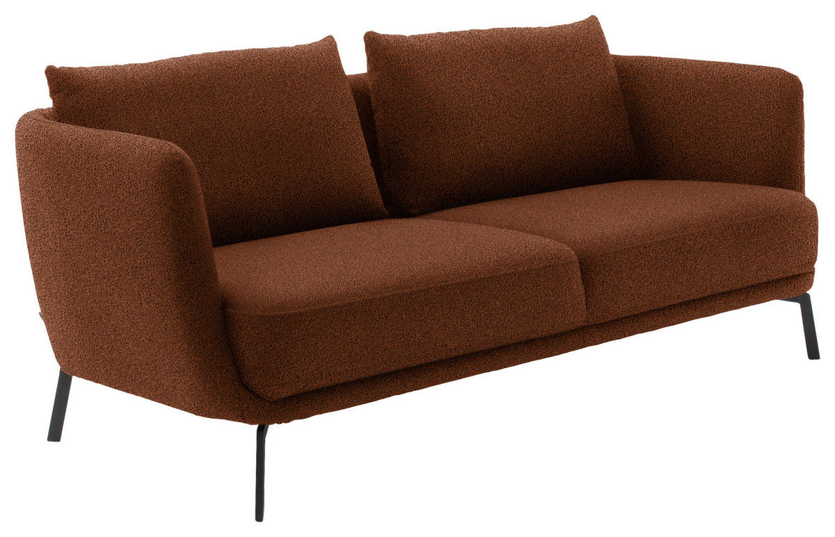 2,5-SITZER  in Flachgewebe Rostfarben  - Rostfarben/Schwarz, Design, Textil/Metall (190/71/91cm) - Schöner Wohnen