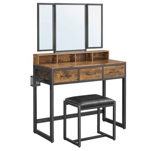 SCHMINKTISCH in Braun, Schwarz  - Schwarz/Braun, Trend, Glas/Holzwerkstoff (90/40/141cm) - Boxxx