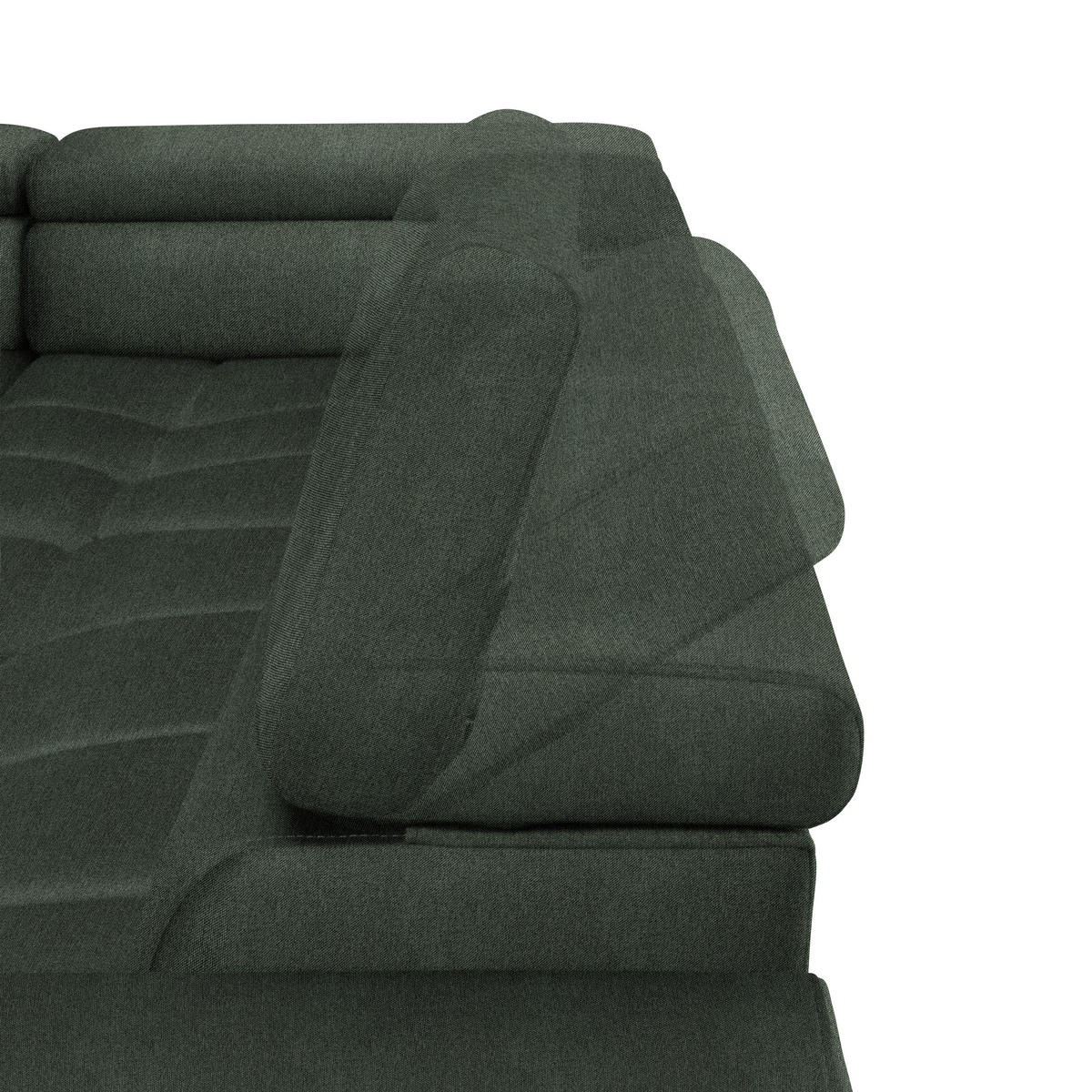 ECKSOFA in Webstoff Dunkelgrün  - Dunkelgrün/Schwarz, Design, Textil/Metall (216/300cm) - Welnova
