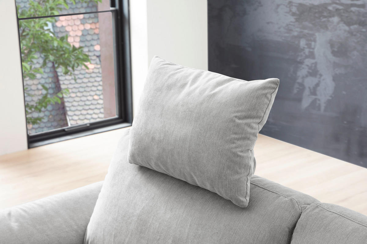 2,5-SITZER in Velours Silberfarben  - Silberfarben/Schwarz, Design, Textil/Metall (206/86/97cm) - Pure Home Lifestyle