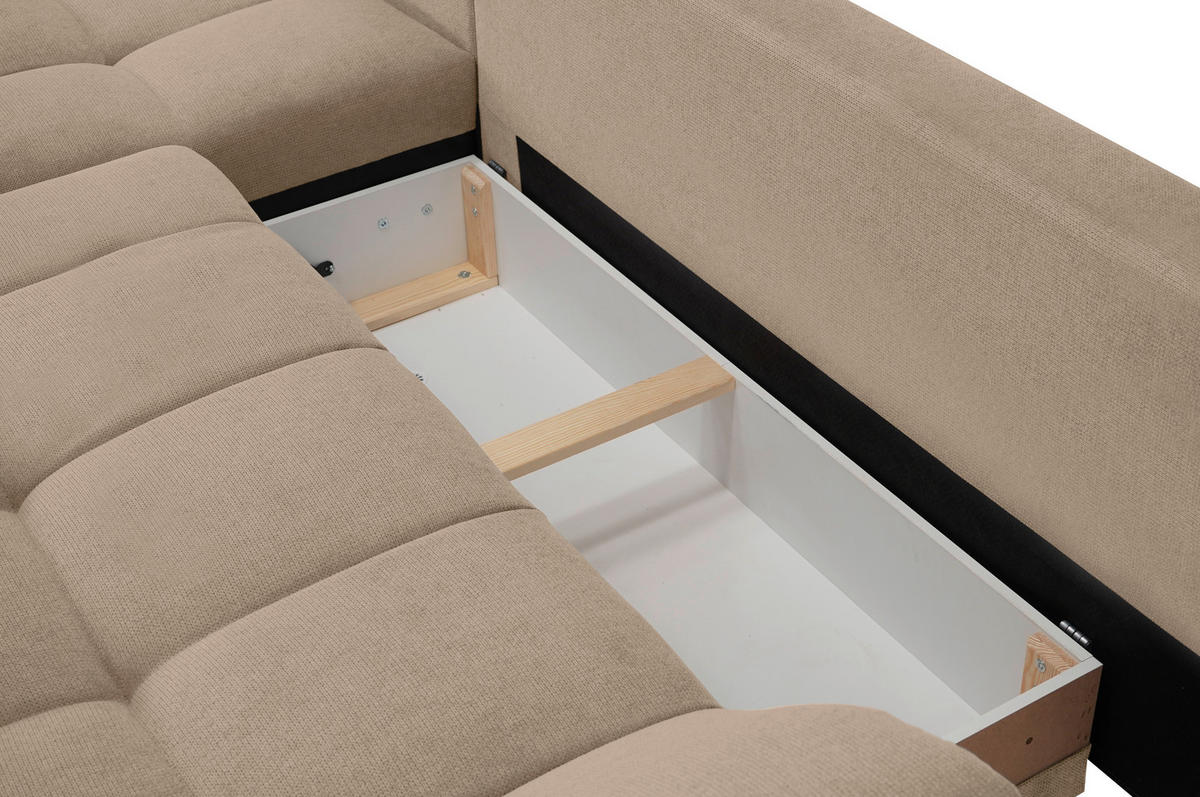 ECKSOFA Taupe Flachgewebe, Mikrofaser  - Taupe/Chromfarben, Design, Kunststoff/Textil (198/312cm) - Livetastic