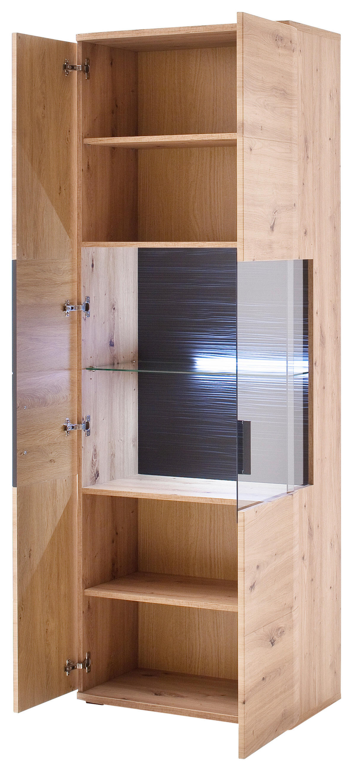 VITRINE  in Anthrazit, Eichefarben - Eichefarben/Anthrazit, Design, Glas/Holzwerkstoff (70/198/37cm) - Livetastic