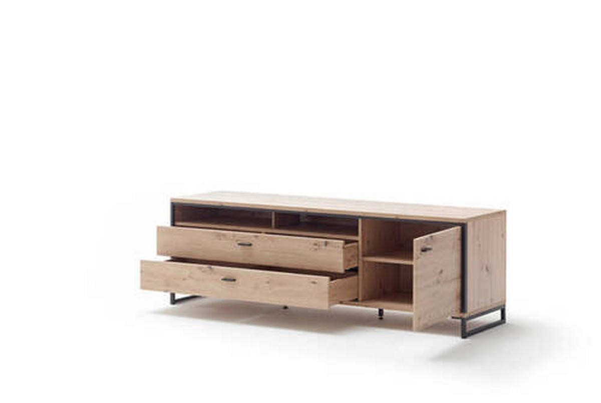 KOMODA POD TELEVIZI, antracitová, barvy dubu, 183/60/50 cm - barvy dubu/antracitová, Design, kov/kompozitní dřevo (183/60/50cm) - MID.YOU