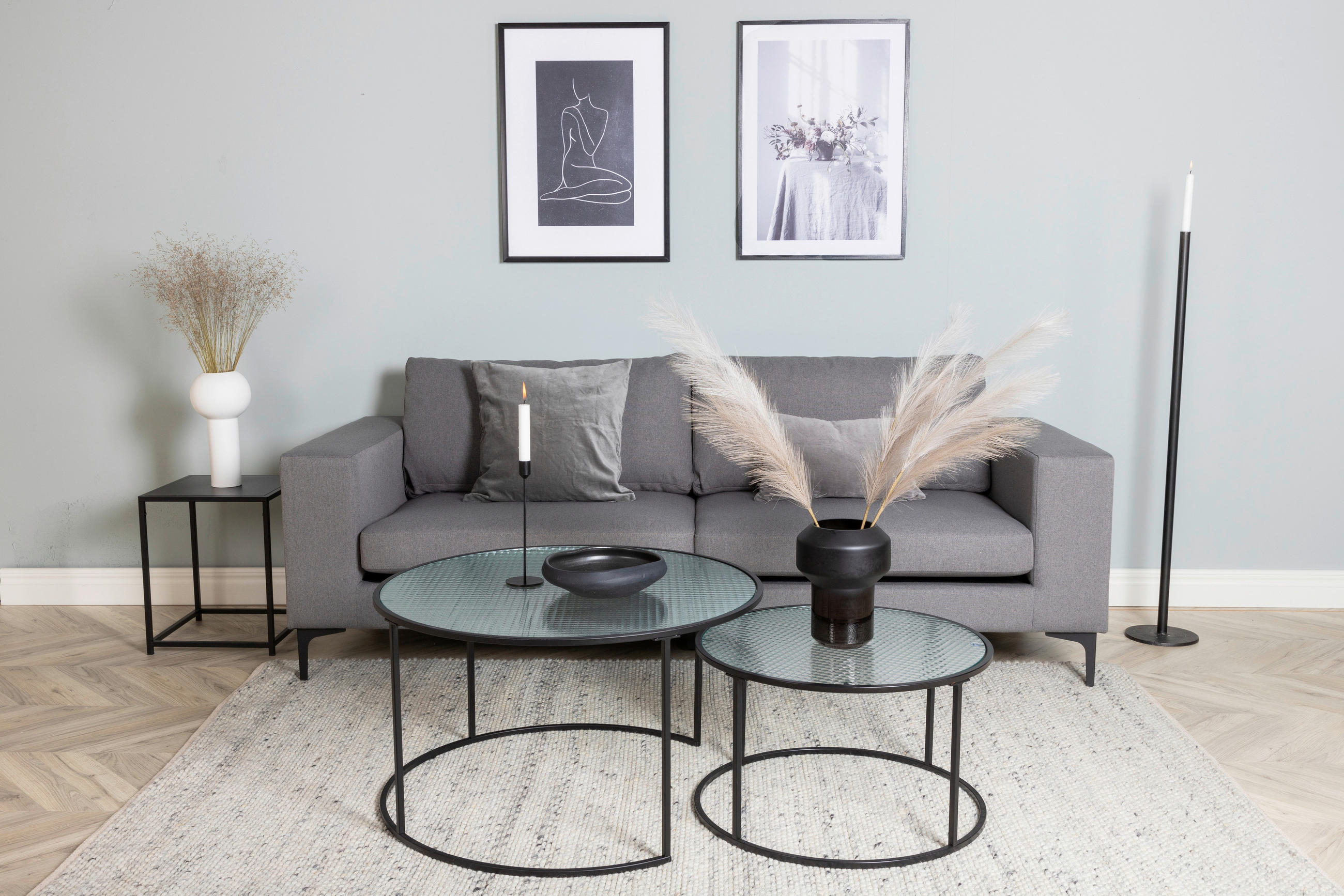 2-SITS SOFFA i metall, textil grå, svart  - grå/svart, Design, metall/textil (215/84/88cm) - Livetastic