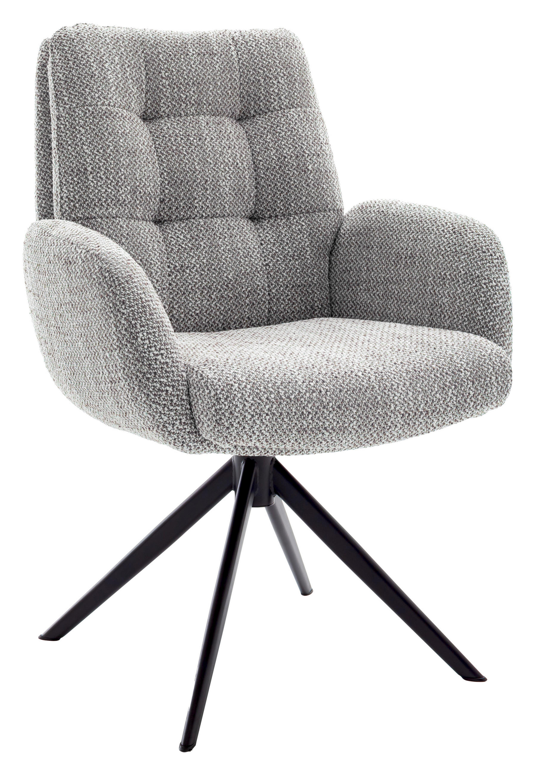 ARMLEHNSTUHL  , Stoffauswahl, Typenauswahl, Sitzfläche 360° drehbar  , Webstoff  ,  - Schwarz/Grau, Design, Textil/Metall (66/95/74cm) - Novel