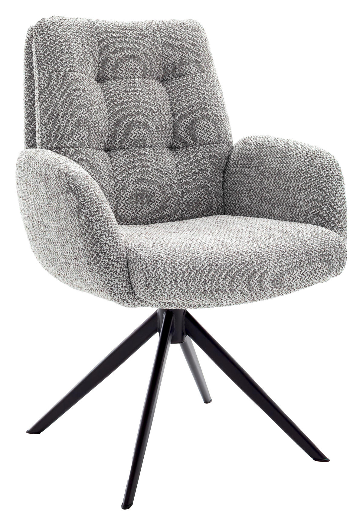 ARMLEHNSTUHL  , Stoffauswahl, Typenauswahl, Sitzfläche 360° drehbar  , Webstoff  ,  - Schwarz/Grau, Design, Textil/Metall (66/95/74cm) - Novel