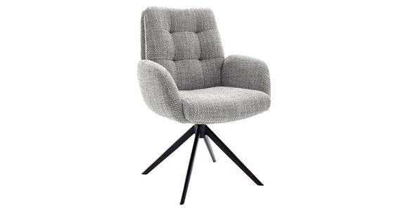 ARMLEHNSTUHL  Stoffauswahl, Typenauswahl, Sitzfläche 360° drehbar Webstoff  - Schwarz/Grau, Design, Textil/Metall (66/95/74cm) - Novel