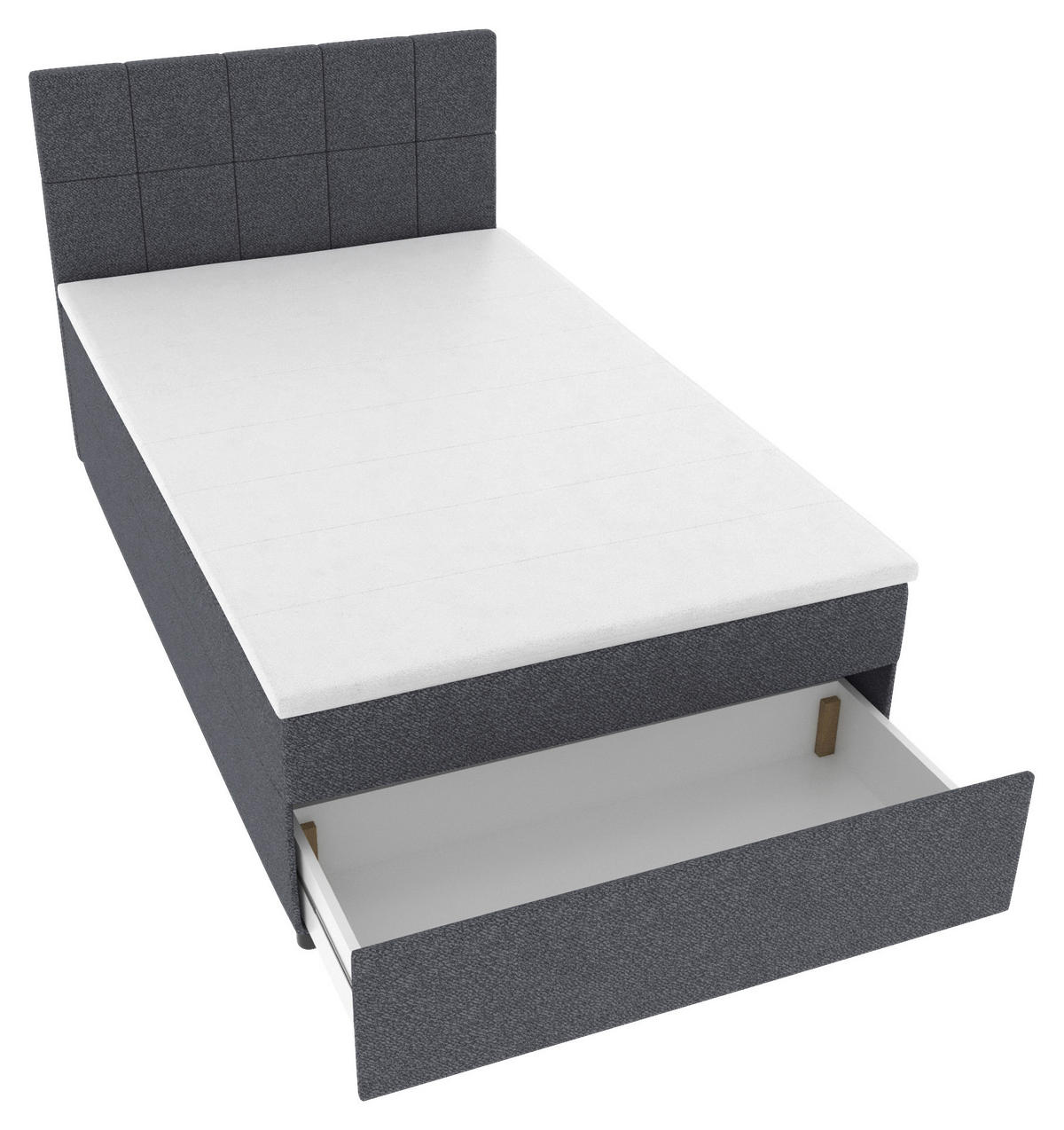 BOXBETT 120/200 cm,  in Blau, Matratze, Topper, Bettschublade, H3 = fest  - Blau/Schwarz, KONVENTIONELL, Kunststoff/Textil (120/200cm) - Boxxx