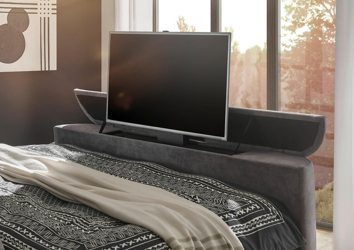BOXSPRINGBETT 180/200 cm  in Grau  - Grau, MODERN, Holzwerkstoff/Kunststoff (180/200cm) - MID.YOU