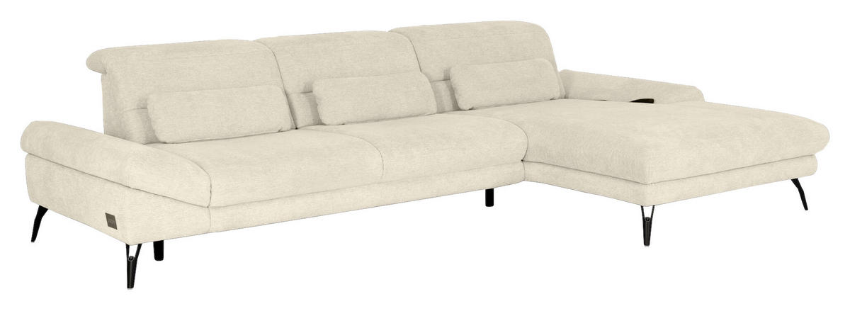 ECKSOFA JOOP Naturfarben Chenille  - Schwarz/Naturfarben, KONVENTIONELL, Textil/Metall (319/188cm) - Joop!