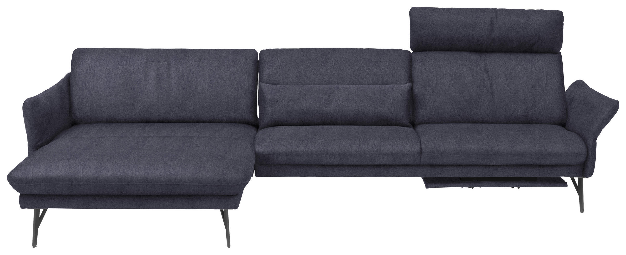 ECKSOFA Blau, Grau Lederlook  - Blau/Anthrazit, Design, Textil/Metall (174/330cm) - Himolla