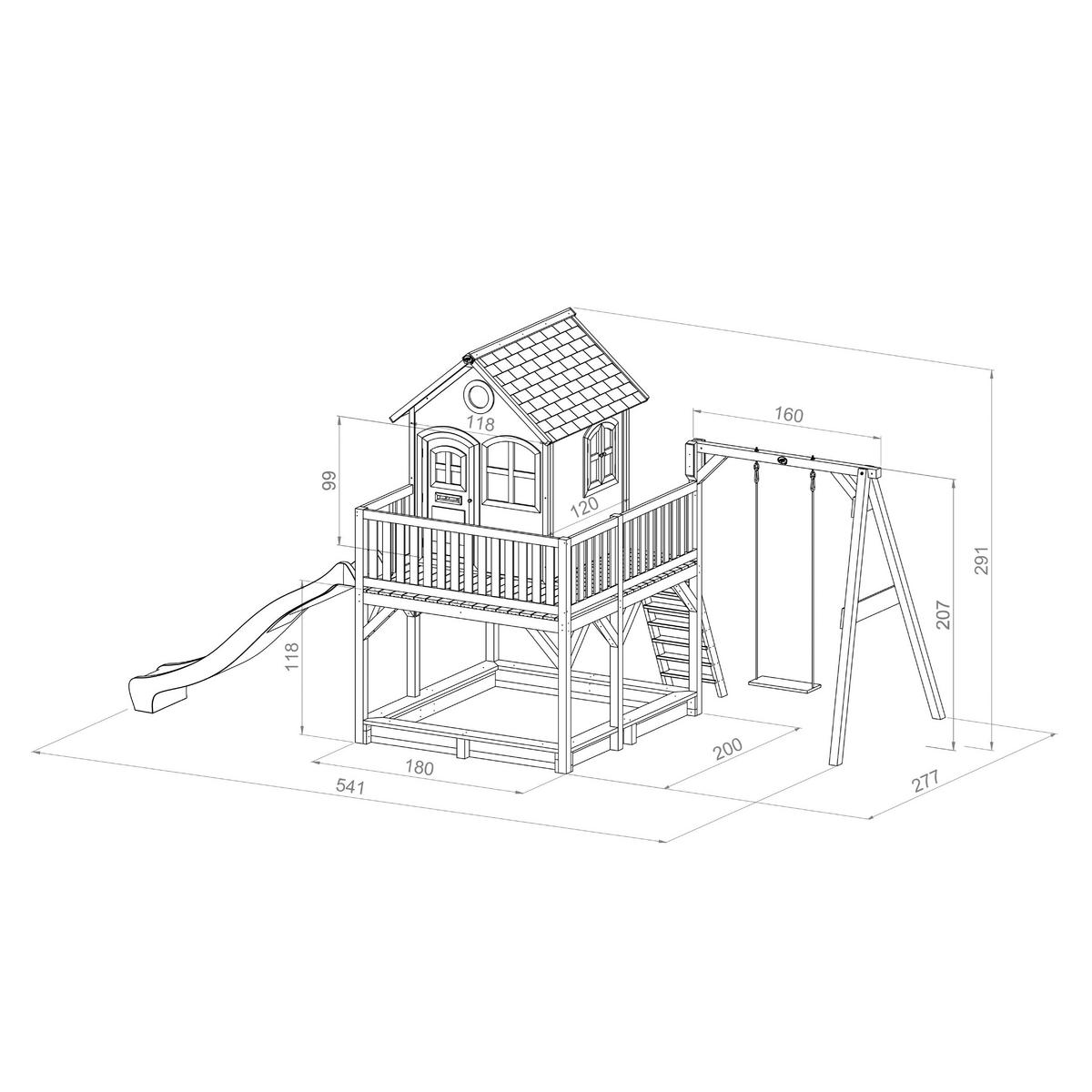 SPIELTURM 541/291/277 cm  - Weiss/Braun, Konventionell, Holz/Kunststoff (541/291/277cm)