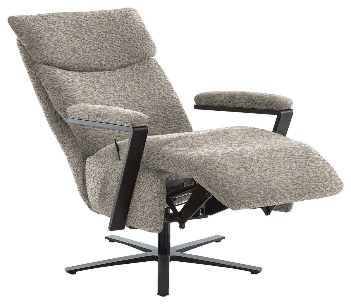 RELAXSESSEL in Textil Beige  - Beige/Schwarz, Design, Textil/Metall (68/117/85cm) - Cantus