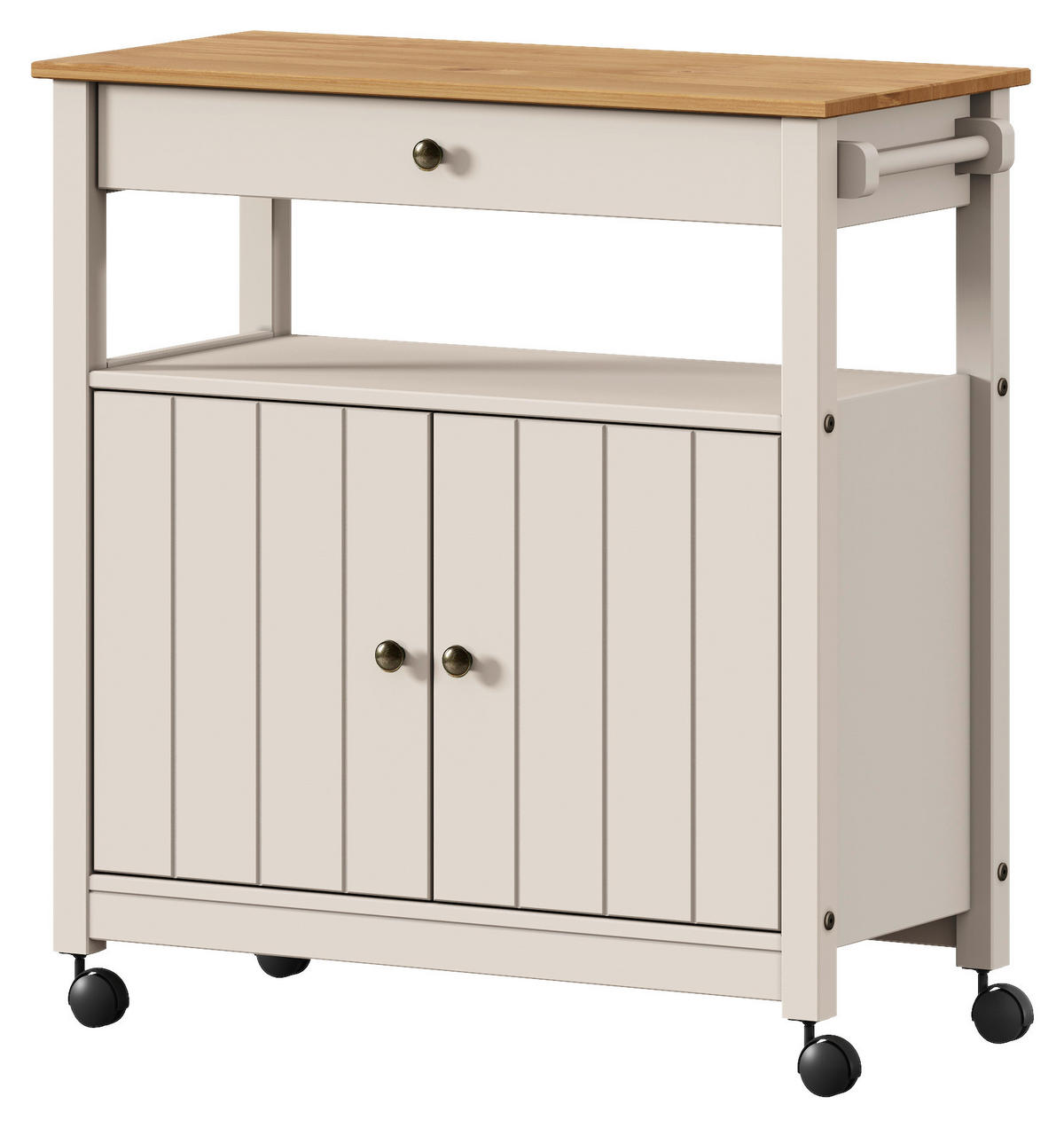 SERVIERWAGEN Pinie massiv Braun, Beige  - Beige/Gelb, MODERN, Holz/Kunststoff (85/90,6/40cm) - Livetastic