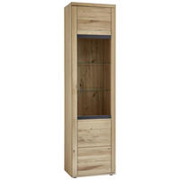 VITRINE in furniert, massiv Asteiche Eichefarben  - Eichefarben/Grau, Design, Glas/Holz (55,2/209,3/37,4cm) - Modante