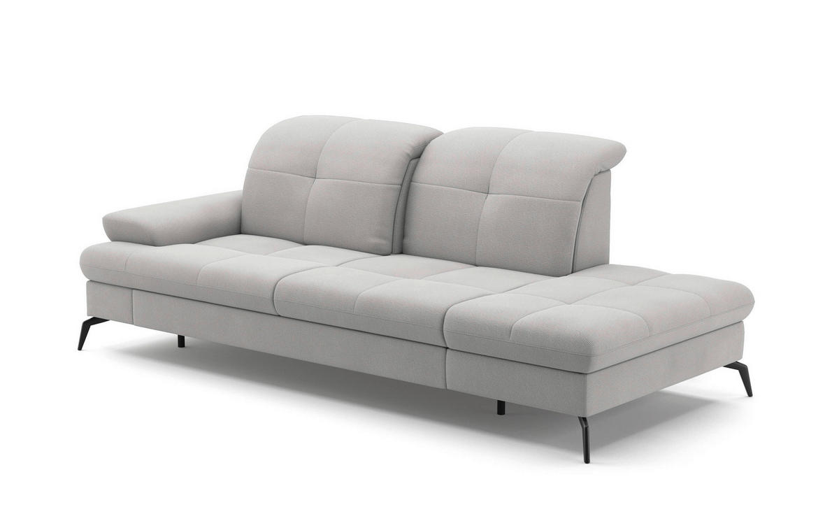 RÉCAMIERE in Flachgewebe Silberfarben  - Silberfarben/Schwarz, Konventionell, Textil/Metall (231/90/122cm) - Sit & More