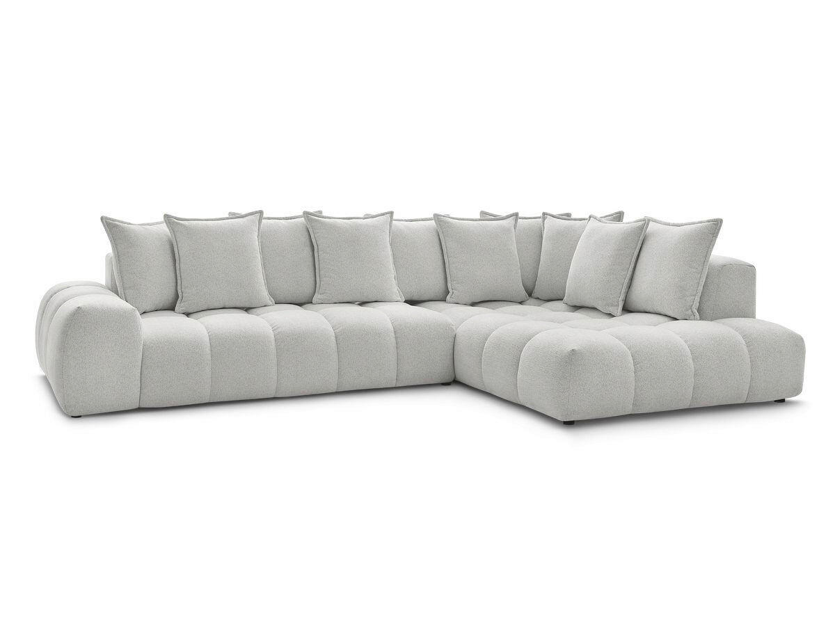 ECKSOFA Ottomane rechts  EVEREST Hellgrau Flachgewebe  - Hellgrau/Schwarz, MODERN, Kunststoff/Textil (352/210cm)
