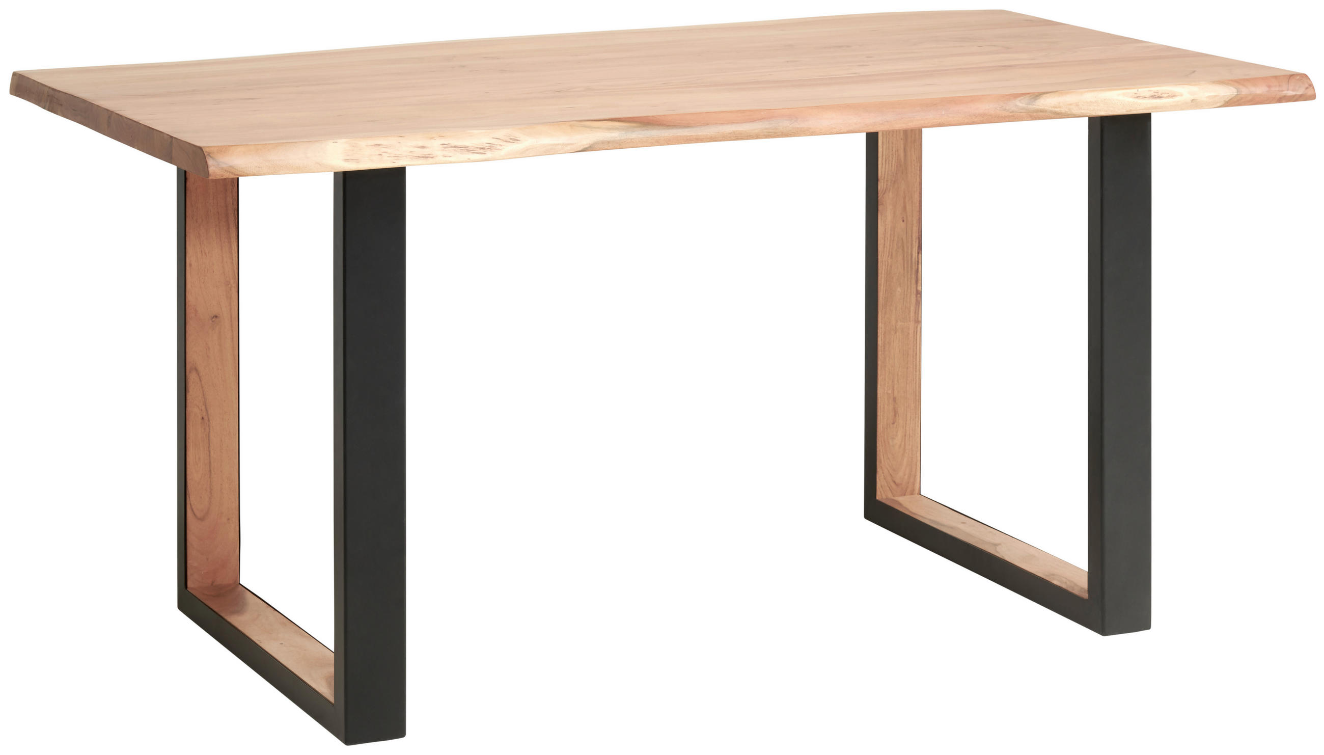 ESSTISCH in Holz, Metall  - Schwarz/Akaziefarben, Natur, Holz/Metall (140/76/80cm) - Livetastic