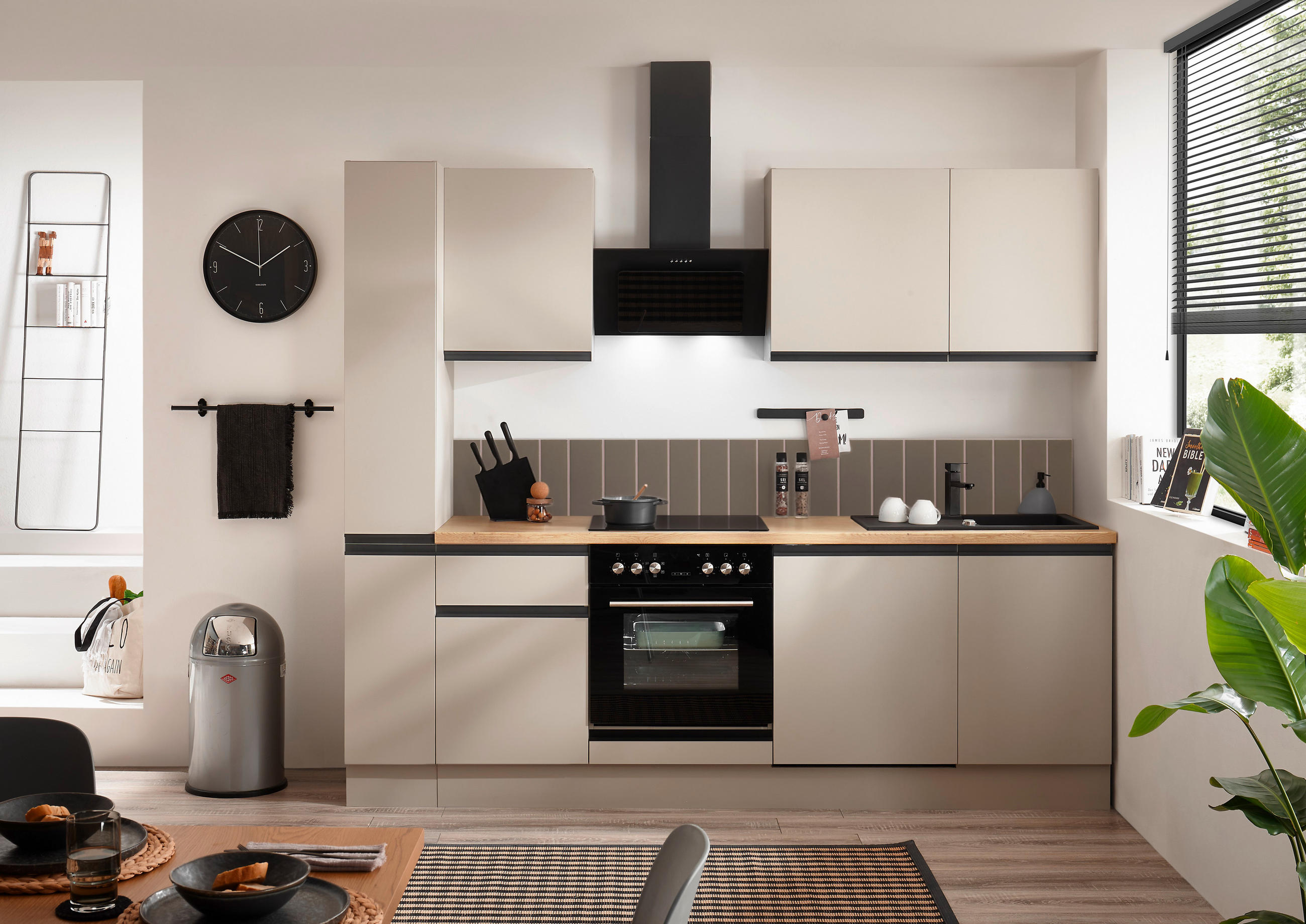 KÜCHENBLOCK 250 cm   in Seidengrau  - Eichefarben/Seidengrau, Trend, Holzwerkstoff/Metall (250cm) - P & B