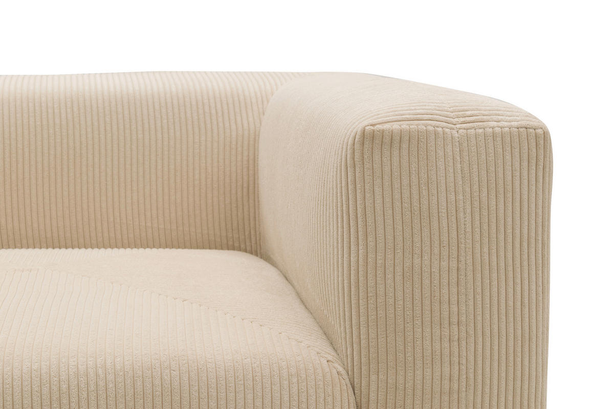 3-SITZER-SOFA Cord, Mikrofaser Creme  - Creme/Schwarz, Design, Kunststoff/Textil (301/69/108cm) - MID.YOU