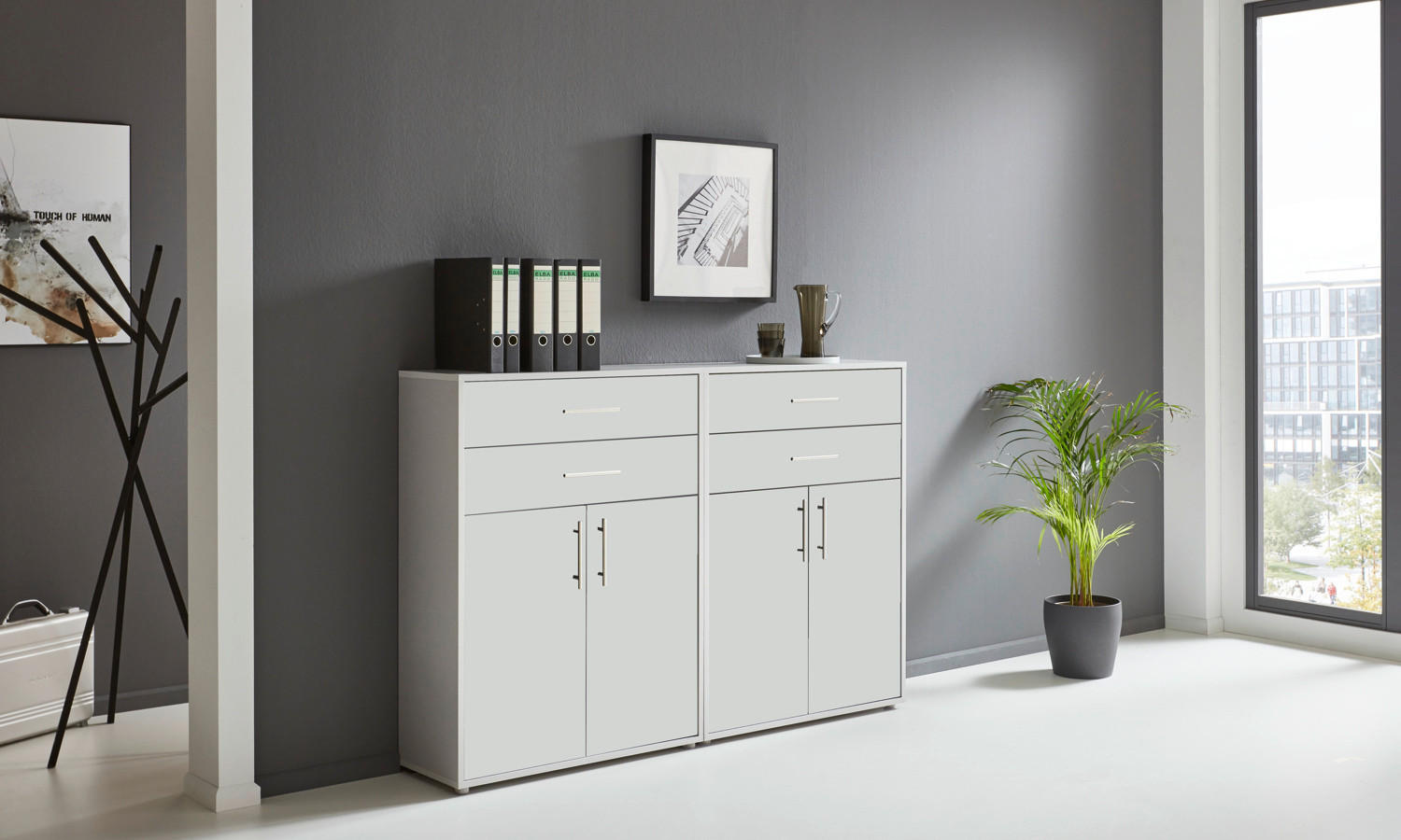 AKTENSCHRANK 168,8/113,6/33 cm  - Weiß/Grau, MODERN, Holzwerkstoff (168,8/113,6/33cm) - MID.YOU