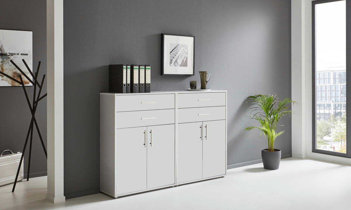 AKTENSCHRANK Grau, Weiß  - Weiß/Grau, MODERN, Holzwerkstoff (168,8/113,6/33cm) - MID.YOU