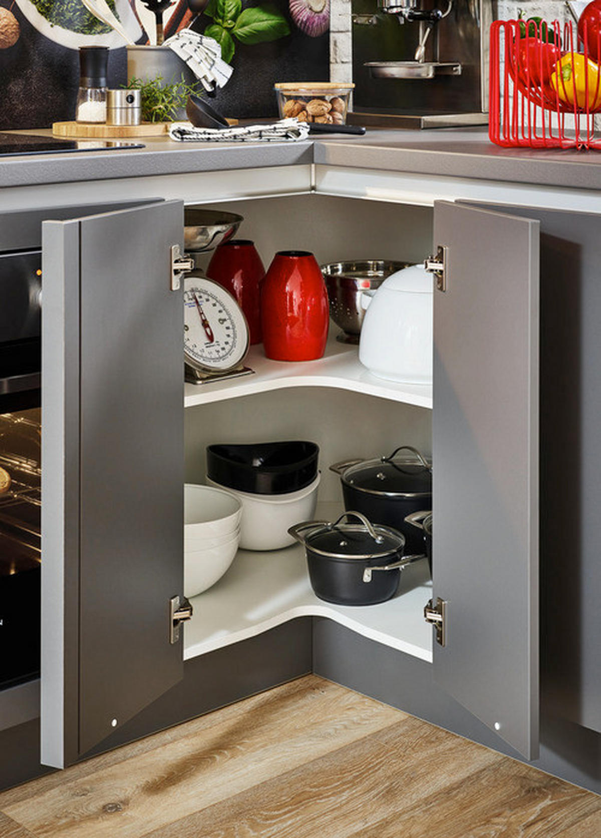 ECKKÜCHE 312/270 cm  in Anthrazit, Rot  - Anthrazit/Rot, MODERN, Holzwerkstoff (312/270cm) - Welnova