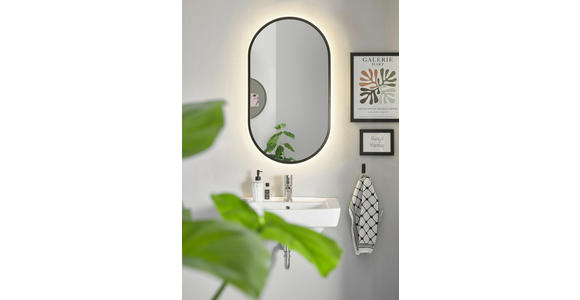 BADEZIMMERSPIEGEL 50/90/5 cm  - Schwarz, KONVENTIONELL, Glas/Kunststoff (50/90/5cm) - Linea Natura