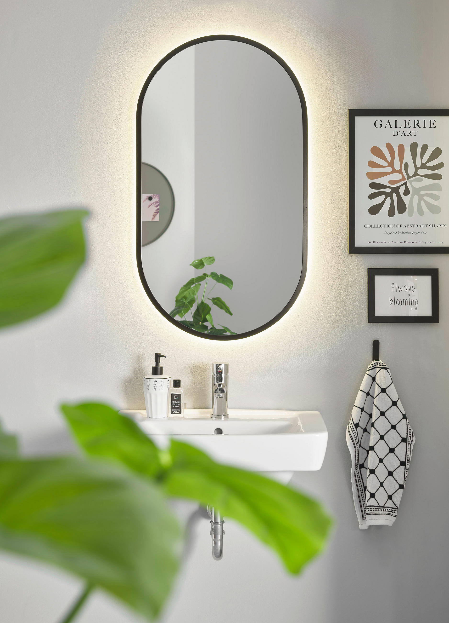 BADRUMSSPEGEL     - svart, Klassisk, metall/glas (50/90/5cm) - Linea Natura
