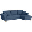 ECKSOFA in Flachgewebe Dunkelblau  - Eichefarben/Dunkelblau, KONVENTIONELL, Holz/Textil (265/159cm) - Carryhome