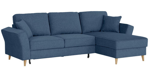 ECKSOFA in Flachgewebe Dunkelblau  - Eichefarben/Dunkelblau, KONVENTIONELL, Holz/Textil (265/159cm) - Carryhome