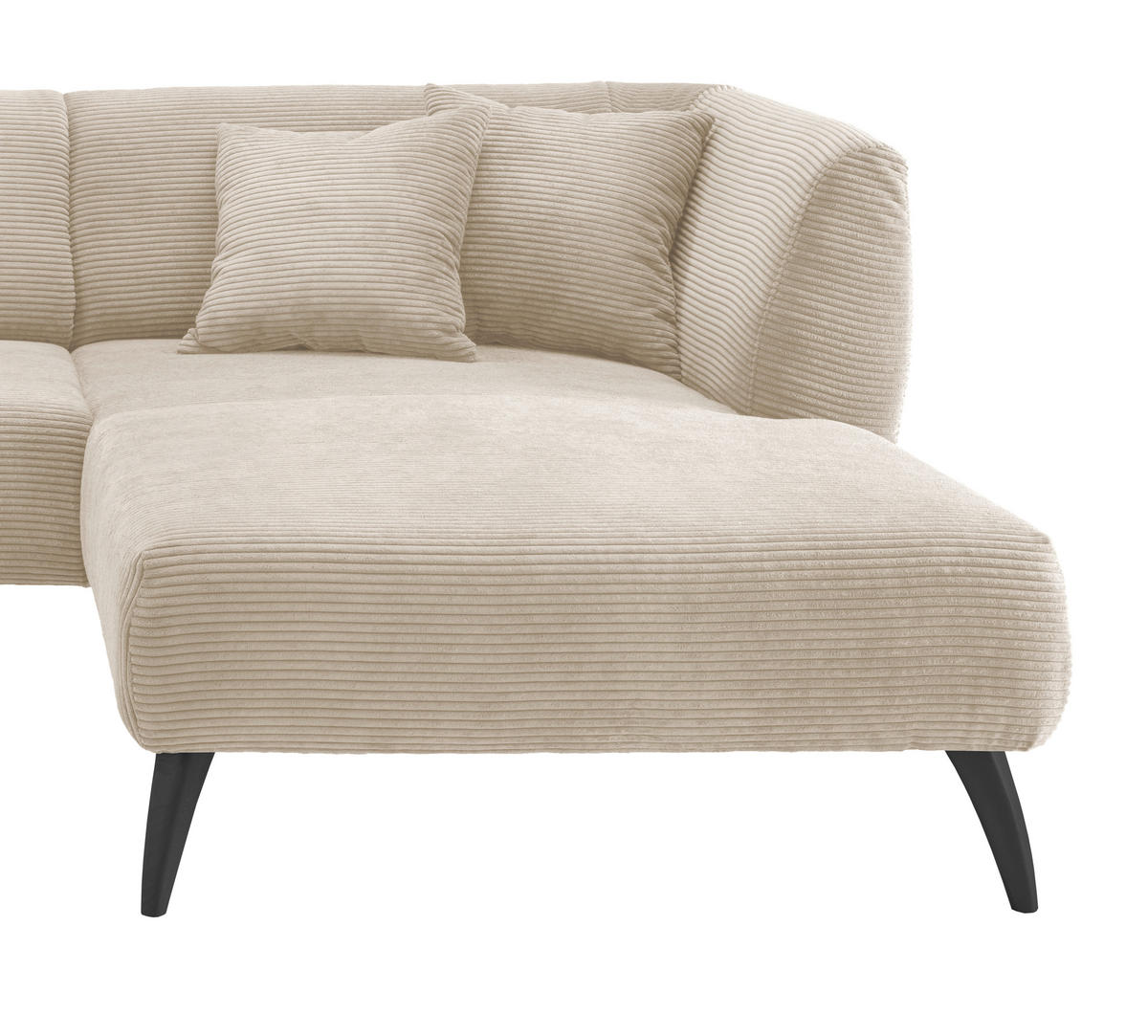 ECKSOFA in Cord Beige  - Beige/Schwarz, Modern, Holz/Textil (264/160cm) - MID.YOU
