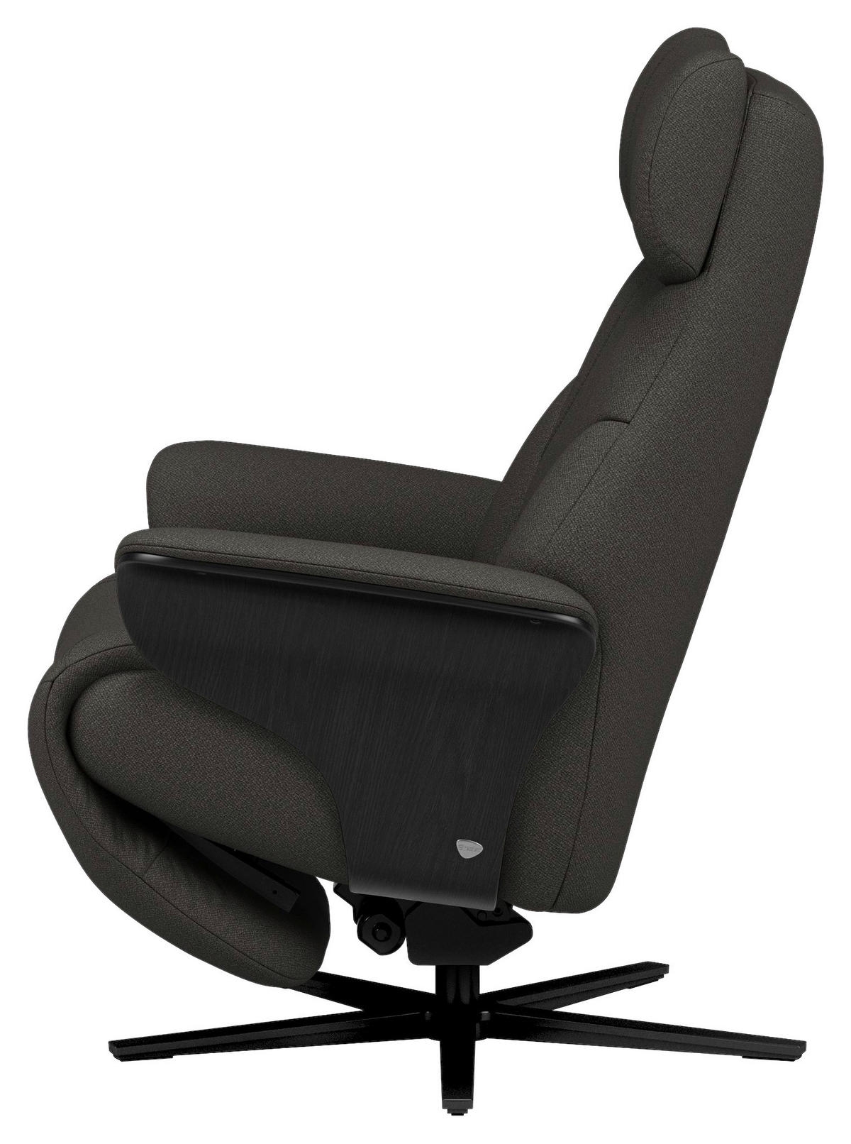 RELAXSESSEL Flachgewebe Relaxfunktion, Kopfteilverstellung, Fußteilverstellung, Rücken echt    - Dunkelgrau/Schwarz, Design, Holz/Textil (86/116/87cm) - Stressless