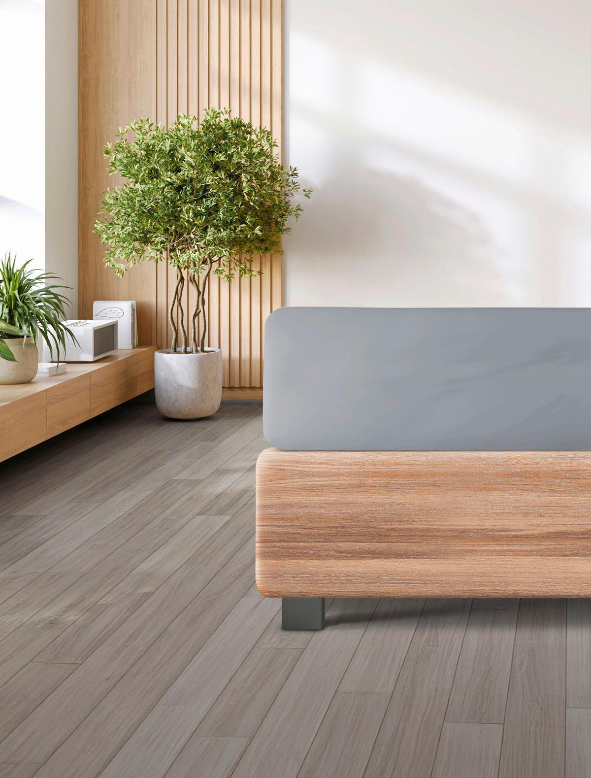 SPANNLEINTUCH 90-100/200-220 cm Jersey  - Grau, KONVENTIONELL, Textil (90-100/200-220cm) - Irisette