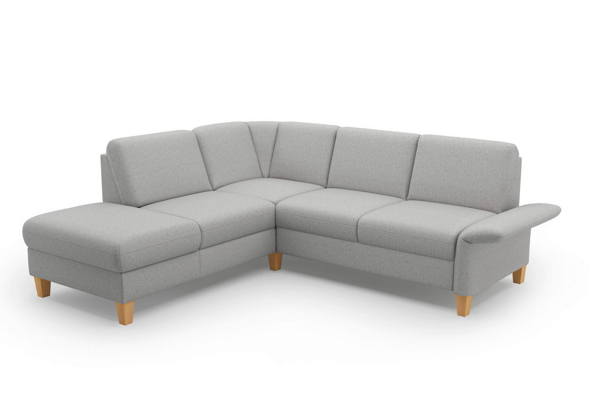 ECKSOFA ROCHELLE E Hellgrau Flachgewebe  - Eichefarben/Hellgrau, KONVENTIONELL, Holz/Textil (216/240cm) - Sit & More