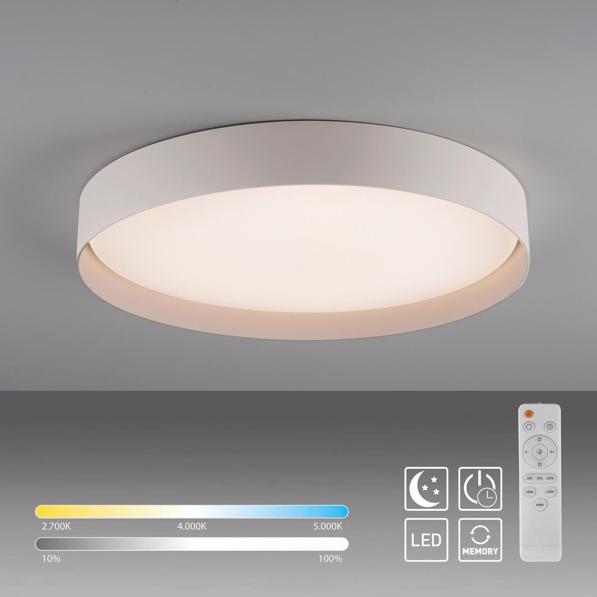 LED-DECKENLEUCHTE Tavoli 49/49/7.3 cm   - Sandfarben, KONVENTIONELL, Kunststoff/Metall (49/49/7.3cm) - Schöner Wohnen