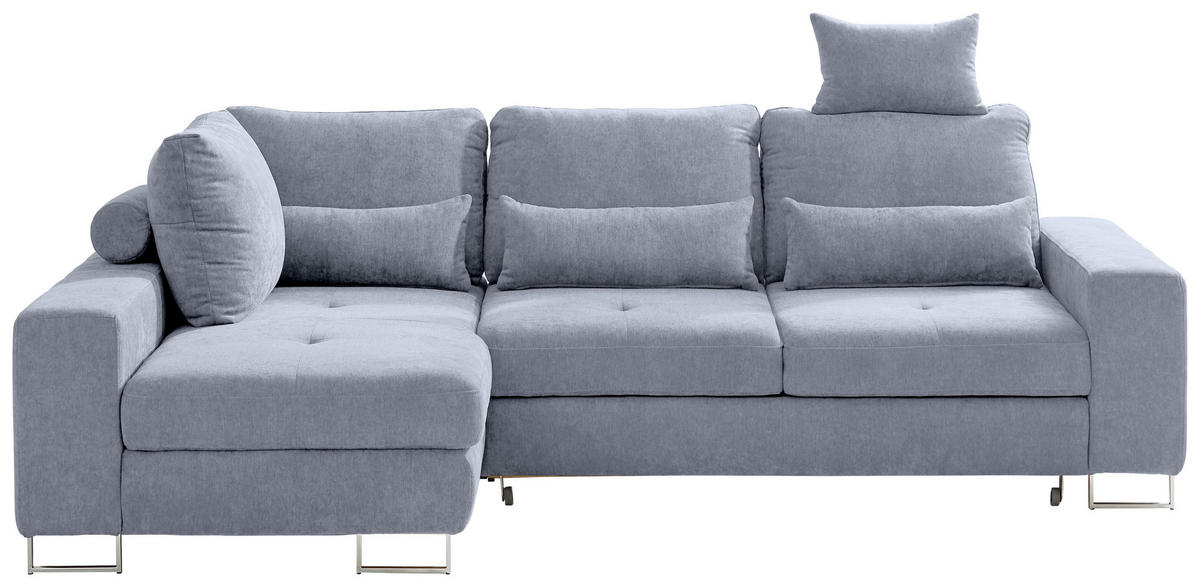 ECKSOFA in Flachgewebe Grau  - Grau, Design, Textil/Metall (188/260cm) - Hom`in