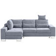 ECKSOFA Grau Flachgewebe  - Grau, Design, Textil/Metall (188/260cm) - Hom`in