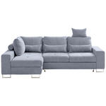 ECKSOFA in Flachgewebe Grau  - Grau, Design, Textil/Metall (188/260cm) - Hom`in