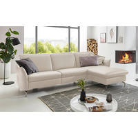 ECKSOFA in Echtleder Weiss  - Weiss/Nickelfarben, Modern, Leder/Metall (233/179cm) - Livetastic