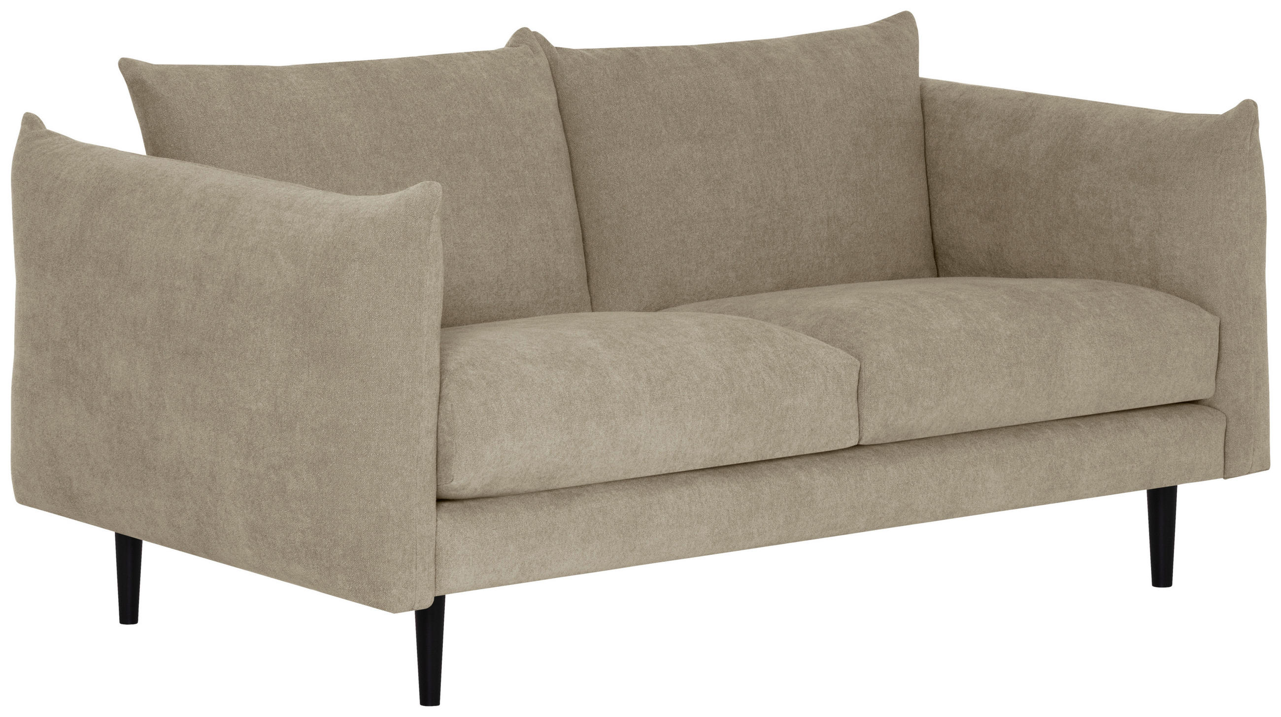 2,5-SITZER Flachgewebe Beige  - Beige/Schwarz, KONVENTIONELL, Holz/Textil (193/86/102cm) - MID.YOU