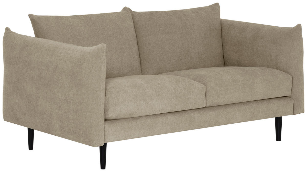 2,5-SITZER Flachgewebe Beige  - Beige/Schwarz, Konventionell, Holz/Textil (193/86/102cm) - MID.YOU