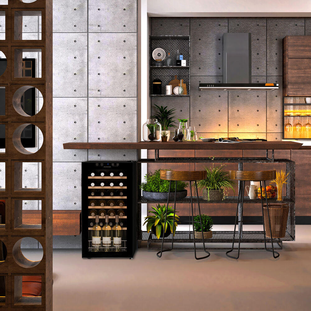 WEINKÜHLSCHRANK DXFH-28.88  - Schwarz, Basics, Glas/Holz (43/83/48cm)