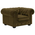 CHESTERFIELD-SESSEL - Wengefarben/Khaki, LIFESTYLE, Holz/Textil (115/76,5/96cm) - Landscape