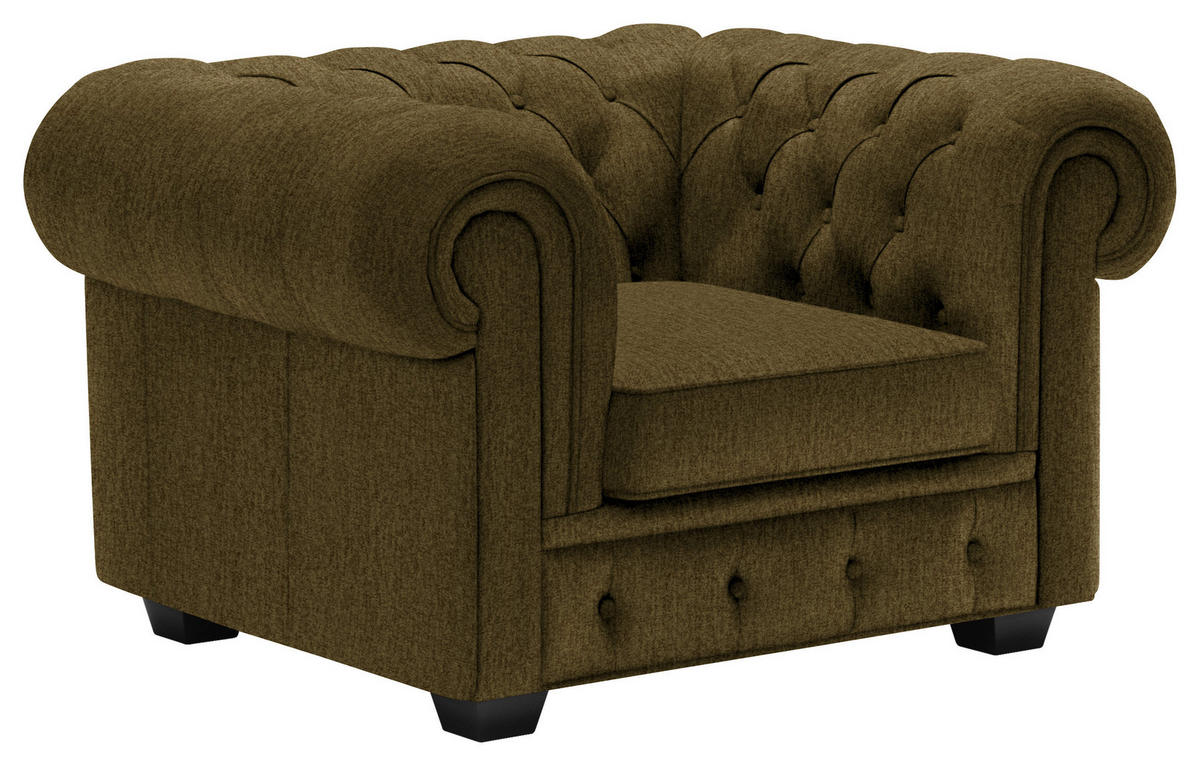 CHESTERFIELD-SESSEL - Wengefarben/Khaki, LIFESTYLE, Holz/Textil (115/76,5/96cm) - Landscape