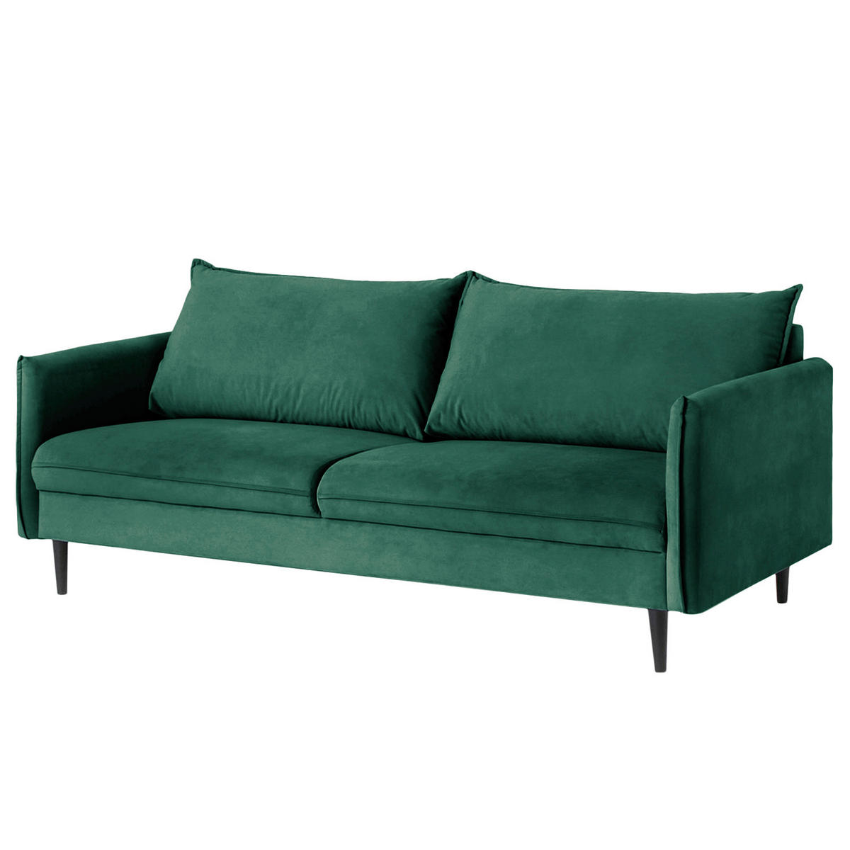 3-SITZER-SOFA JULI Samt Grün  - Schwarz/Grün, Design, Holz/Textil (203/86/100cm) - P & B