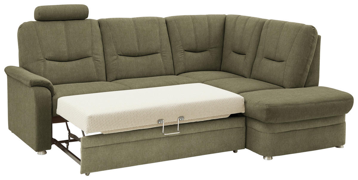 ECKSOFA  in Chenille Grün  235/185 cm  - Schwarz/Grün, KONVENTIONELL, Kunststoff/Textil (235/185cm) - Beldomo Comfort