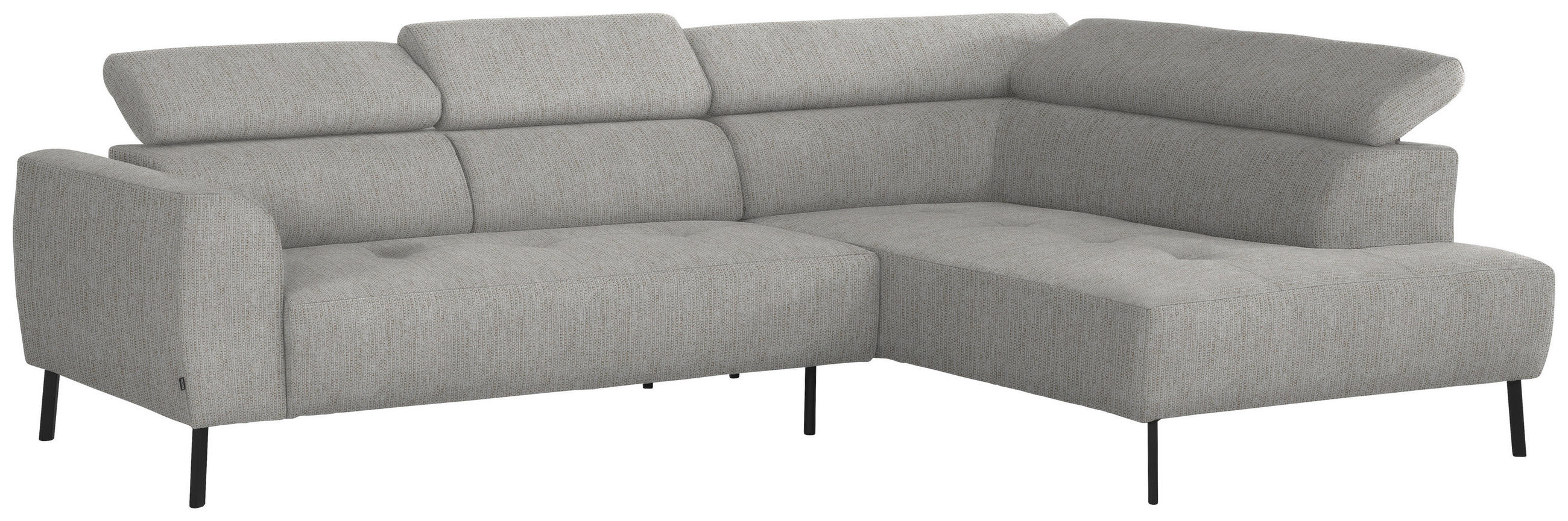 ECKSOFA in Webstoff Beige  280/205 cm  - Beige/Schwarz, Design, Textil/Metall (280/205cm) - Xora